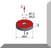 D25x5 mm.  Neodym korong mágnes furattal sülly. 