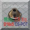 D16x5/13 Csapos belső M4 menetes N35 NdFeB betétes  POT mágnes