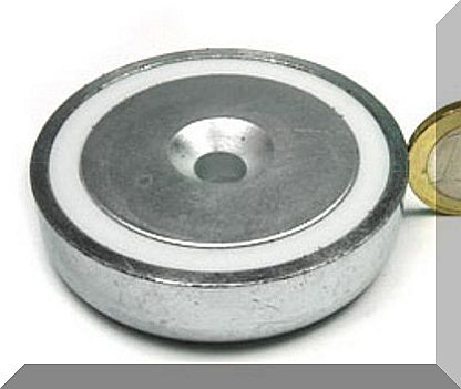D60x15 mm. NdFeB Betétes süllyesztett furatos POT mágnes (135kg.)