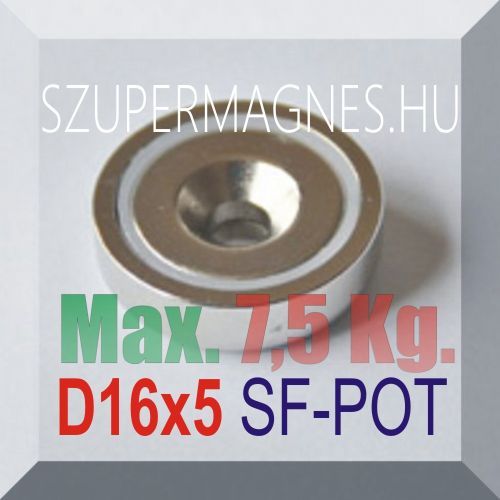 D16x5 Süllyesztett furatos NdFeB betétes N35 POT mágnes